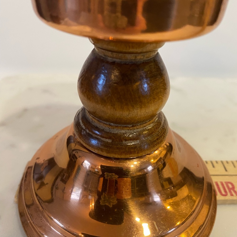 Vintage Coppercraft Guild Copper And Wood Candlestick Vintage Mid Century Modern - Picture 10 of 10